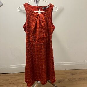Anthropologie Girls from Savoy orange red plaid 100% silk dress size 6